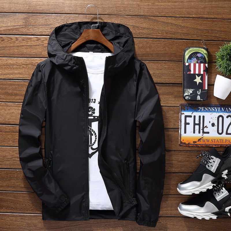 Generic Summer Casual Jacket Mens Oversize Lightweight Couple Windbreaker 613 Black 
