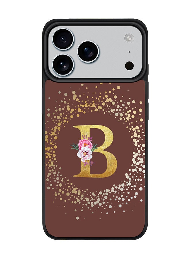 Stylizedd iPhone 17 Pro Max Case, [Compatible with MagSafe] Slim Magnetic cover Phone Case iPhone 17 Pro Max -Custom Monogram Floral - B  (Brown ) - Image 1