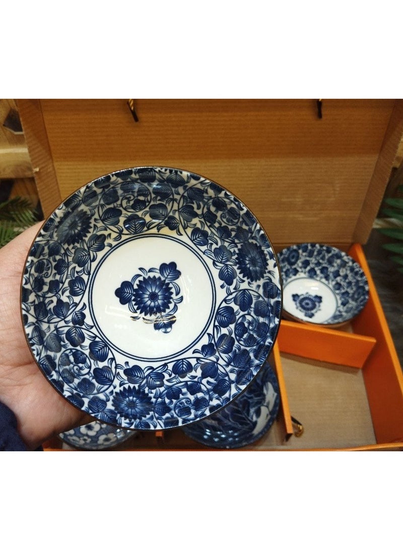 Japanese ceramic rice bowl, 4.5-inch blue and white porcelain dinnerware set  - Image 5