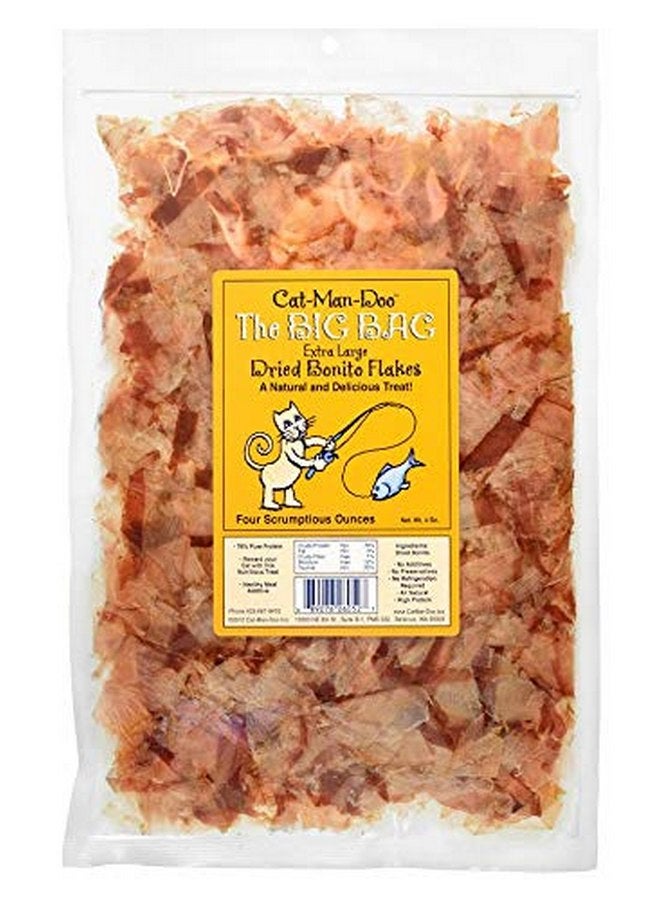 كات-مان-دو رقائق البونيتو المجففة الكبيرة جدًا من Cat-Man-Doo للكلاب والقطط - رقائق بروتينية طبيعية بالكامل - كيس 4 أونصة (عبوتان) - Image 2