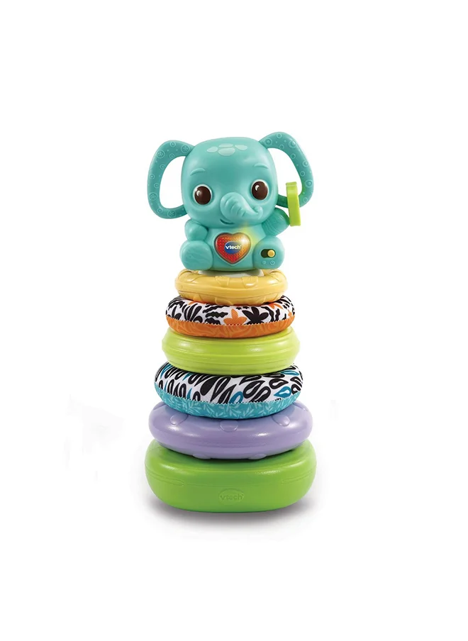 في تك Stack, Rattle And Link Elephant , Interactive And Developmental Toy With Sounds And Music, For Boys And Girls, Suitable For Ages 3 Months+