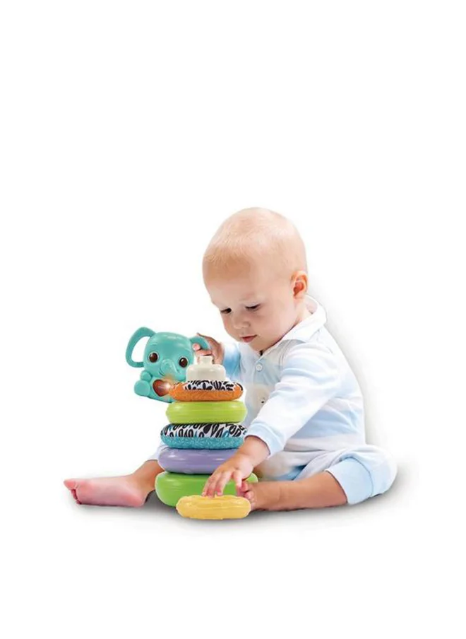 في تك Stack, Rattle And Link Elephant , Interactive And Developmental Toy With Sounds And Music, For Boys And Girls, Suitable For Ages 3 Months+