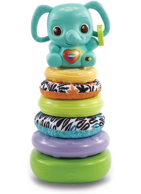 VTech Stack & Link Elephant | Developmental Ring Stacking with Rattle Elephant Baby Toy