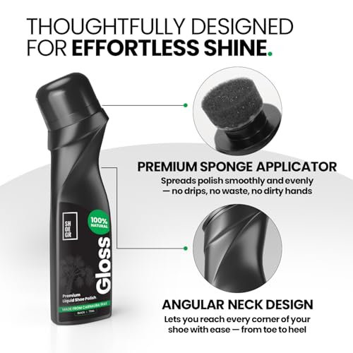 SHOEGR Gloss Natural Liquid Wax Shoe Polish | Leather Shoe Shiner for Instant Shine | Deep Care Liquid Polish for Smooth Leather Footwear - Image 3