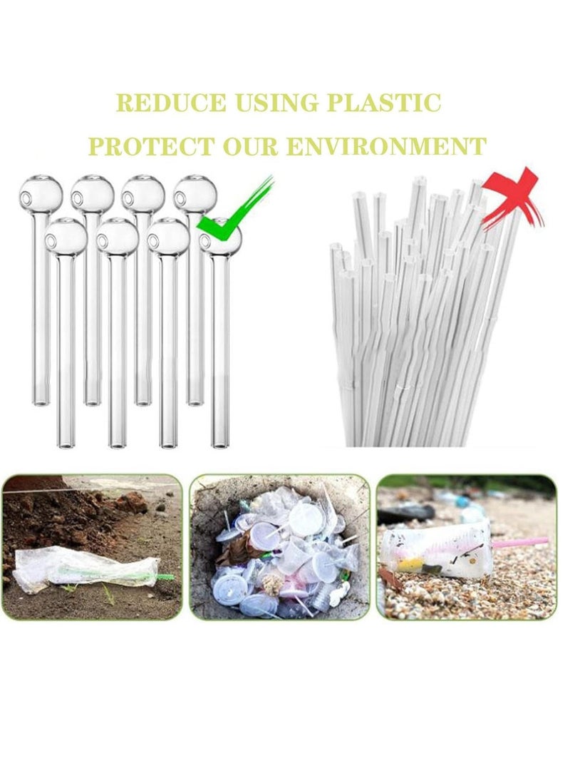 D&L 8 Pcs Reusable Glass Straws Set Shatter Resistant 4 Inch Shatterproof Drinking Straws With Cleaning Brush Bpa-Free Dishwasher Safe Perfect For Smoothies Coffee Juice Hot/Cold Drinks - Image 3