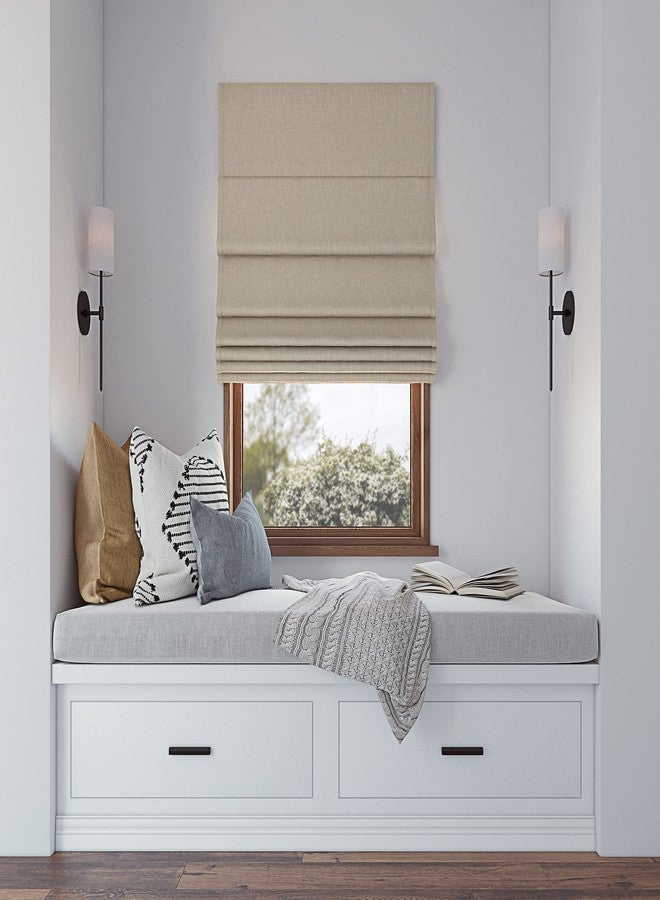 Sun Zero Preble Textured Total Blackout Cordless Roman Shade, 33" x 64", Beige - Image 5