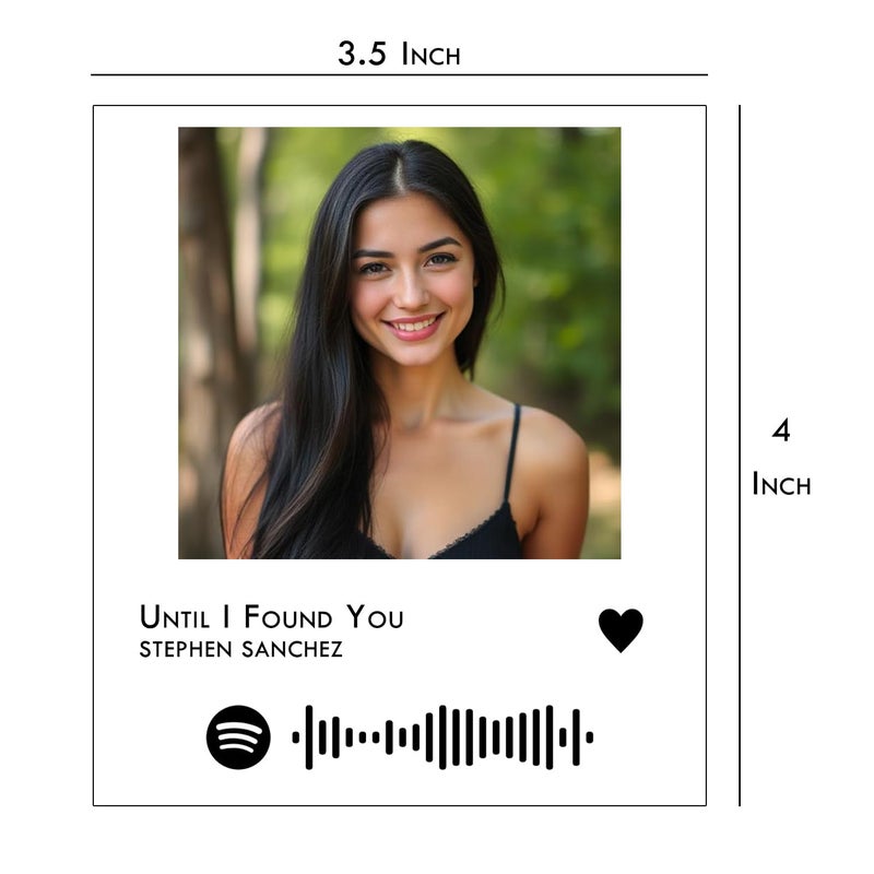 The Gift berry مغناطيس ثلاجة مخصص لرمز أغاني سبوتيفاي مع صورة | هدية موسيقية مخصصة للأزواج، الذكرى السنوية، عيد الميلاد | مغناطيس صورة بحجم 4x3.5 بوصة | أبيض - Image 4