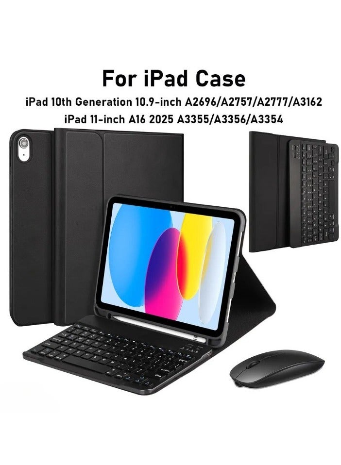 Bilingual Keyboard Case for iPad 10th Generation(2022,10.9 Inch)/ iPad 11th Generation(2025,11 inch), Detachable Wireless Keyboard Pencil Holder Slim Leather Smart Cover with Mouse - Image 1