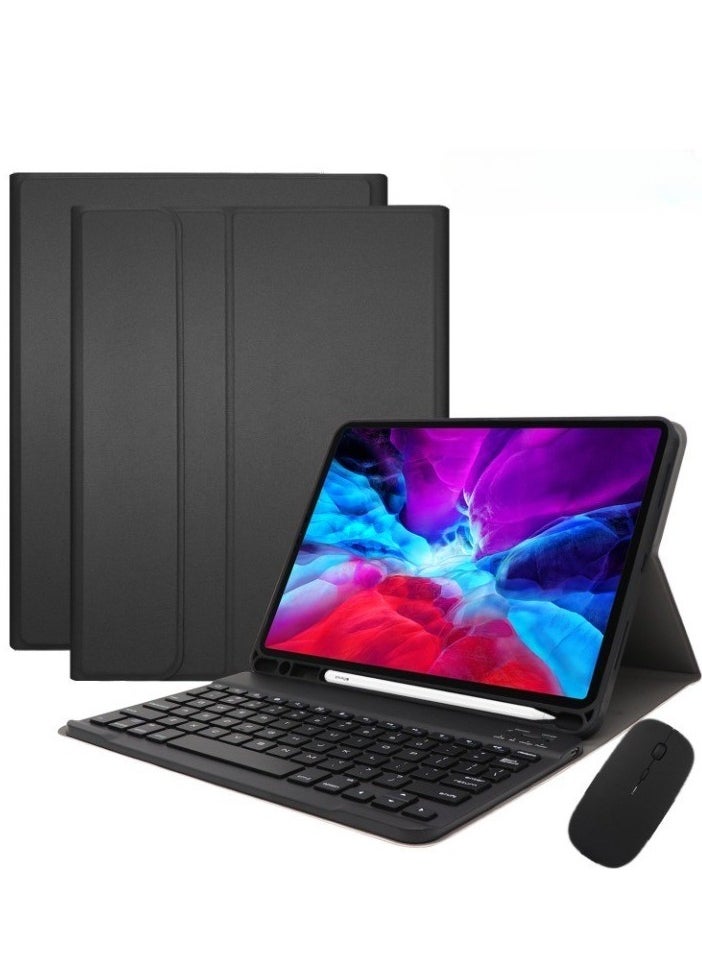 ماركة غير محددة حافظة لوحة مفاتيح باللغتين العربية والإنجليزية لجهاز iPad الجيل العاشر (2022، 10.9 بوصة) / iPad الجيل الحادي عشر (2025، 11 بوصة)، حامل لوحة مفاتيح لاسلكية قابلة للفصل مع حامل قلم، غطاء ذكي رفيع من الجلد مع ماوس  - Image 1