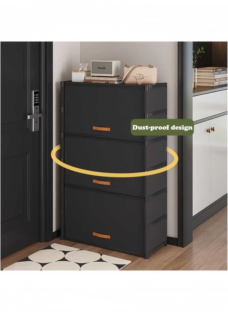 GGEROU Portable Shoe Rack Organizer 7-Tier Shoe Cabinet 21-Pair shoe Storage Free Standing Stackable Space Shoe Rack dust-proof design for entrance door, Black - Image 3