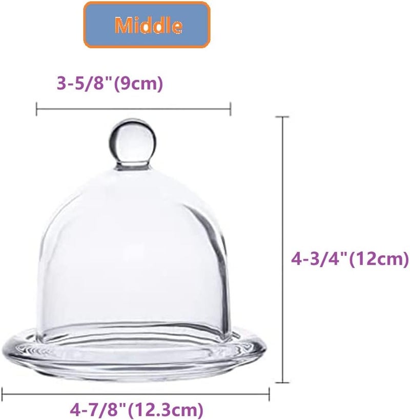 azzeell Glass Dessert Dome with Base, Mini Decorative Cake Tray with Glass Dome Cover, Cake Fruit Display Server Tray for Kitchen, Party, Weddings, Appetizer Dessert and Cheese Serving Platter - Image 2