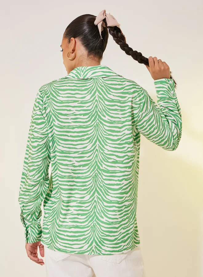 Take Two Animal Print Buttoned Oversized Shirt