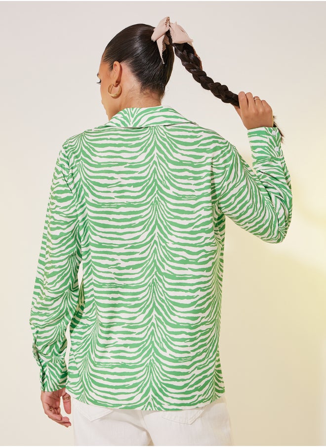 Take Two - Animal Print Buttoned Oversized Shirt - Image 1