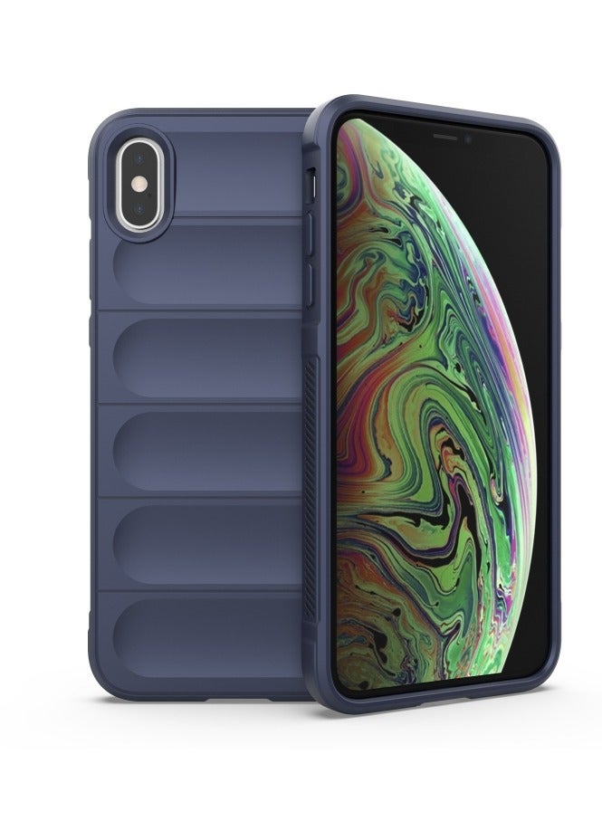 غطاء خلفي من السيليكون عالي الحماية متوافق مع هاتف Iphone X/Xs Magic Shield مقاوم للصدمات مع حماية للكاميرا (أزرق) - Image 1