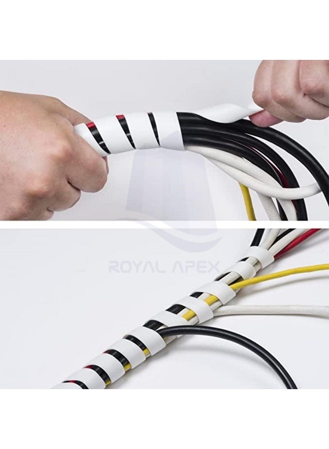 Royal Apex Spiral Wrapping Band Protection Tube-Band Cable Tidy Organizer-Tidy Sleeve Durable Cable For Pc Tv Cables Home And Office 12Mm White - Image 4