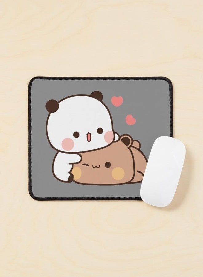 Bear and BuBu Panda’s Love Relaxing Moment Mouse Pad - Cute Cartoon Duo Sharing Peaceful Time Together - Soft Aesthetic Art with Smooth Surface & Non-Slip Rubber Base - Image 1