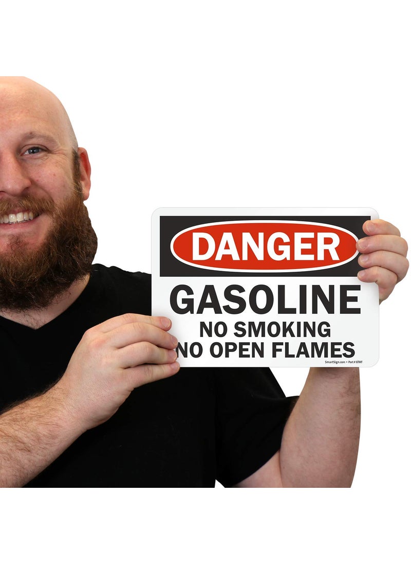 SmartSign SmartSign  U91240ND_7x10 Danger  Gasoline No Smoking No Open Flames Label  7 x 10 Laminated Vinyl BlackRed on White  - Image 3