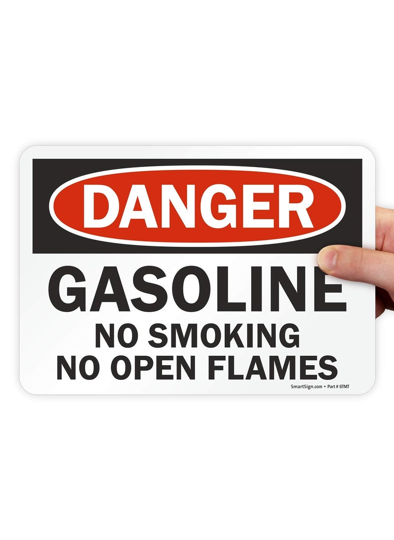 SmartSign SmartSign  U91240ND_7x10 Danger  Gasoline No Smoking No Open Flames Label  7 x 10 Laminated Vinyl BlackRed on White  - Image 1