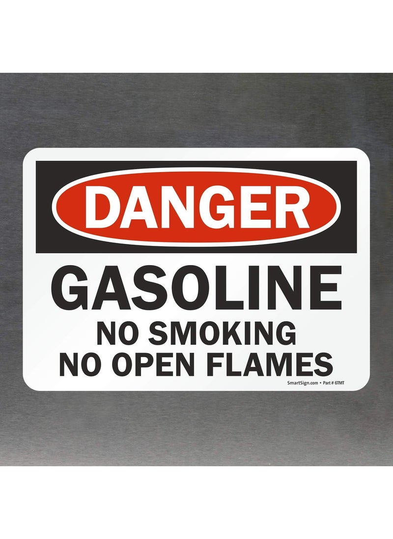 SmartSign SmartSign  U91240ND_7x10 Danger  Gasoline No Smoking No Open Flames Label  7 x 10 Laminated Vinyl BlackRed on White  - Image 4