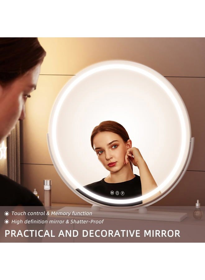 Hasipu Vanity Mirror with Lights, 24" LED Makeup Mirror, Lighted Makeup Mirror with Lights, Smart Touch Control 3 Colors Dimmable Round Mirror 360ｰRotation White Round - Image 5