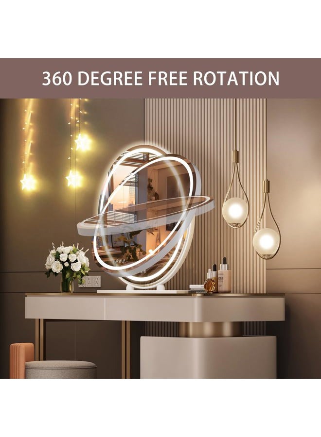 Hasipu Vanity Mirror with Lights, 24" LED Makeup Mirror, Lighted Makeup Mirror with Lights, Smart Touch Control 3 Colors Dimmable Round Mirror 360ｰRotation White Round - Image 4