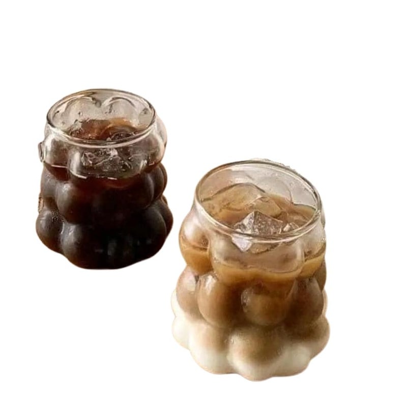 Drinking Bubble Glass Beer Glasses Bubble Shaped Glass Cups, Tumbler for Cold Coffee, Smoothies, Juice, Soda, Any Drink 310 mL (Pack of 2) - Image 1