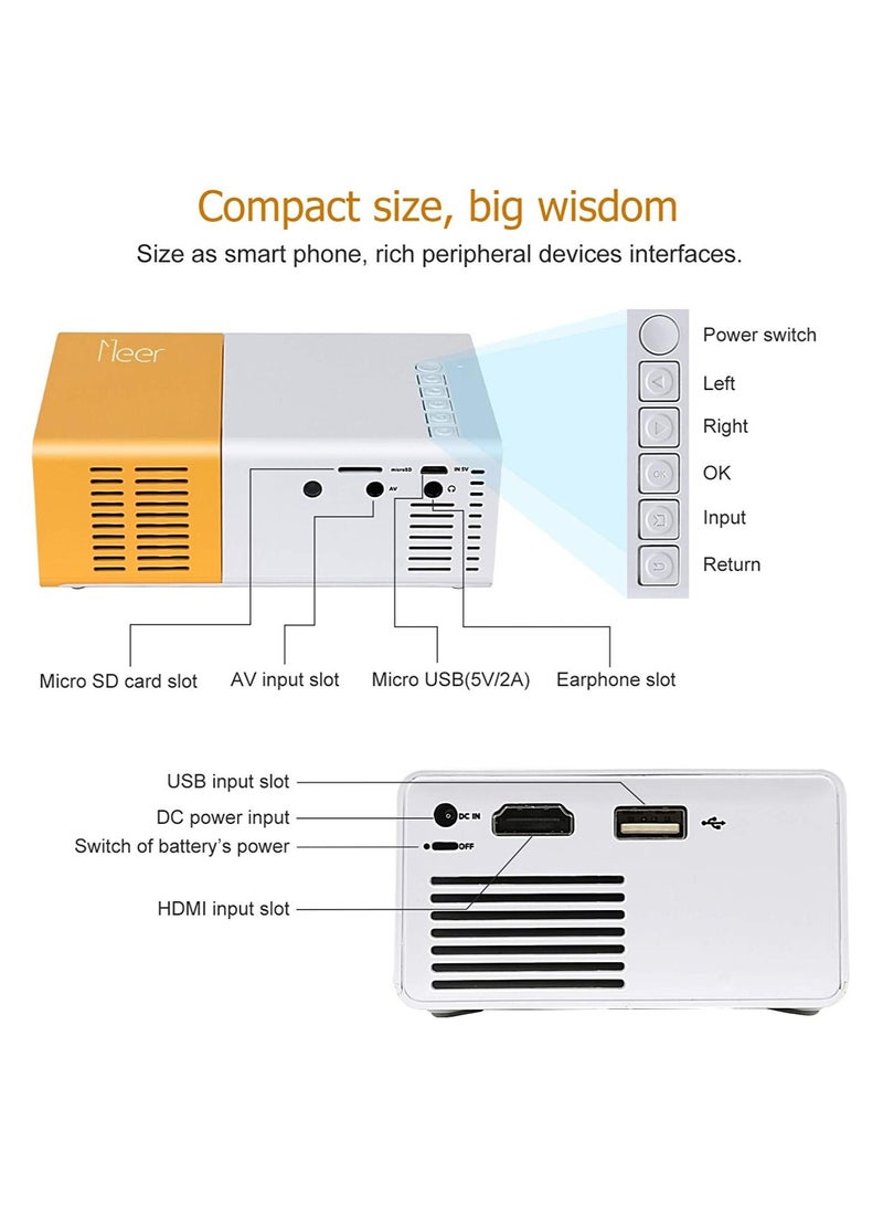 Eworld 1080p HD USB HDMI Input Portable Mini LED Projector for Kids Indoor and Outdoor - Image 5