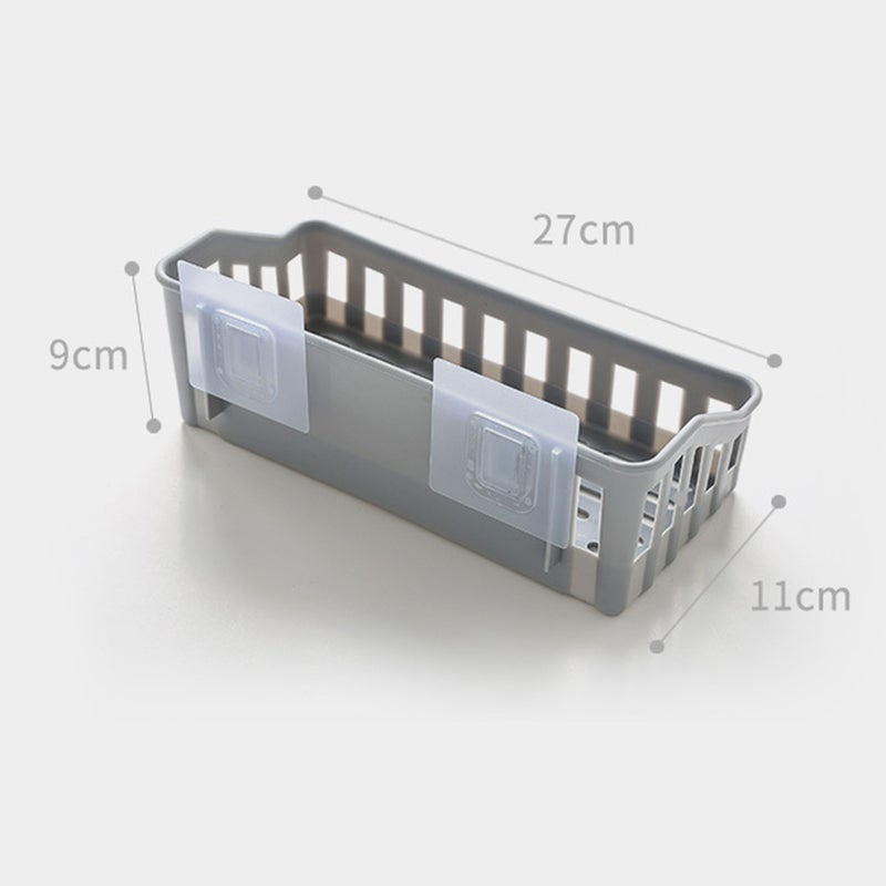 2pcs Bathroom Storage Shelf Free of Hole Rectangle Traceless Plastic Wall Rack for Home Toilet Bathroom (Light Gray) - Image 2