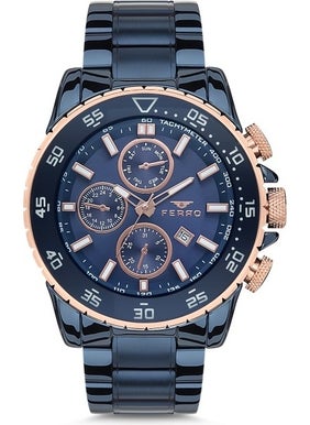 FERRO Dark Blue Steel Strap Men's Wristwatch FM1542A-T FM1542A-T 