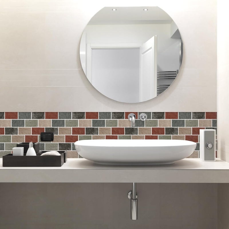 DEWOO Self Adhesive Wall Tiles 3D Fake Brick Effect Peel and Stick Backsplash Splashback for Kitchen Bathroom 10-Sheet (12"x 12") - Image 4