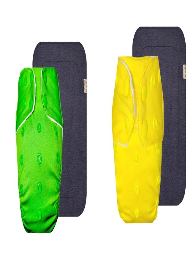 حفاضات قماشية فاخرة من دمبلدو مع حشوة رمادية (عبوة من قطعتين) | ناعمة ولطيفة | قابلة لإعادة الاستخدام والغسل | سهلة التنظيف | مصممة من قبل أمهات | من 3 أشهر إلى 3 سنوات | مناسبة للجنسين