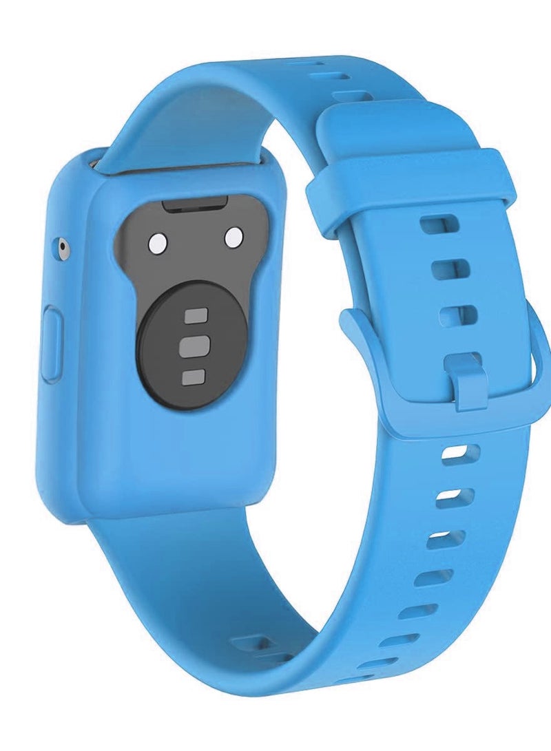 Bands Replacement and case for Huawei Watch Fit & Huawei Watch Fit New & Huawei Watch Fit Elegant, Band for Women Men,Silicone Quick Release Soft Rubber Replacement Watch Band  Sky Blue - Image 2