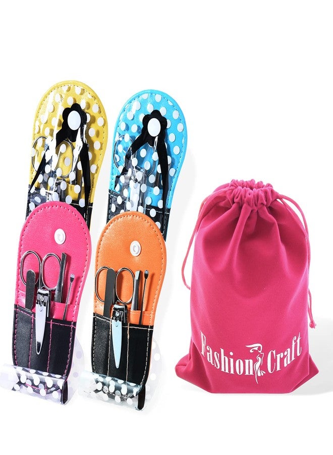 Spove Polka Dot Flip Flop Design Manicure Sets for teen Spa Party Favor Nail Set Bulk 4 Kits with Gift Bag - Image 2