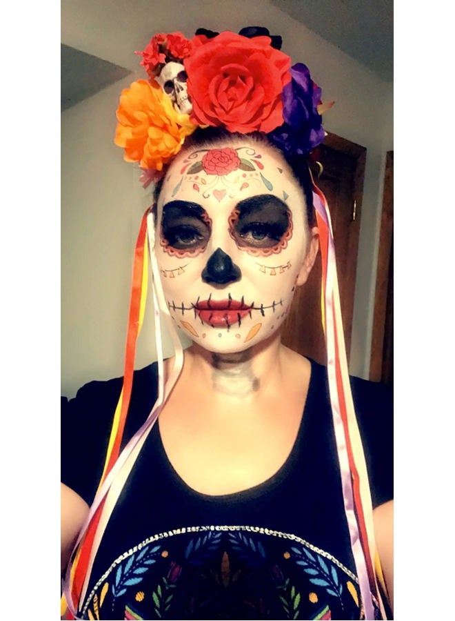 DreamLily Day of the Dead Headband Costume Rose Flower Crown Halloween Headpiece BC40 (Multicolored Crown) - Image 5