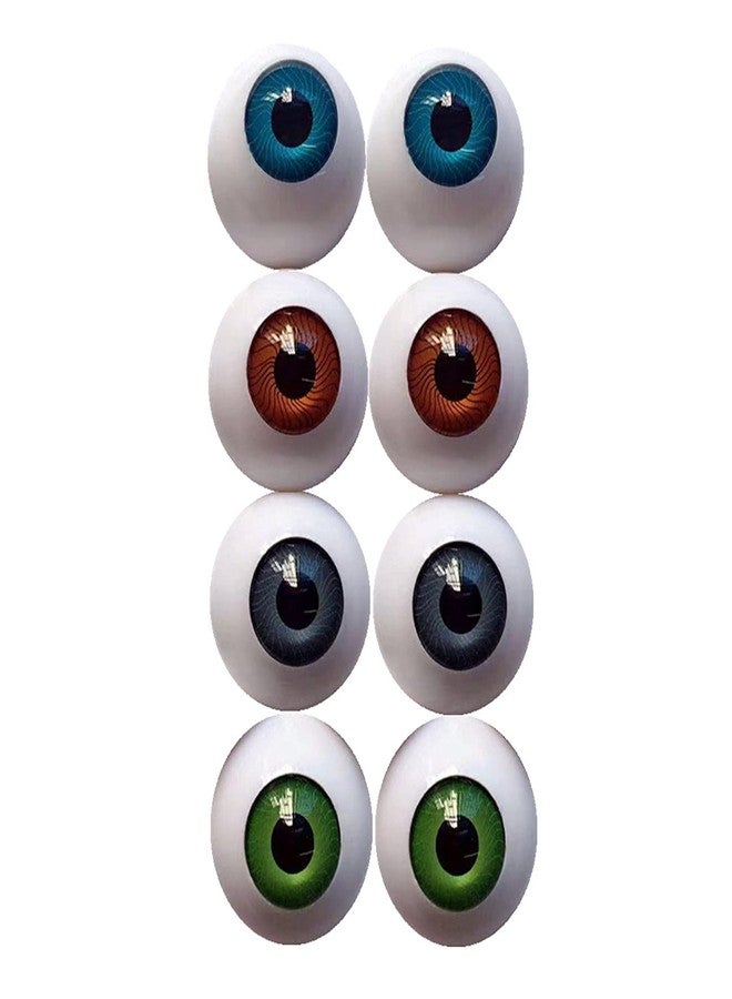 DoubleWood Halloween Eyeballs 4 Pairs of 4 Colors 26mm Half Round Realistic Acrylic Eyes for Halloween Props, Masks, Dolls or Bears Craft Plastic Eyeballs (26mm) - Image 1