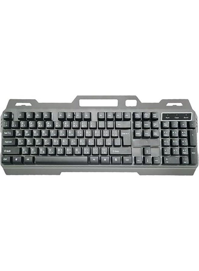 Gaming Keyboard with Rainbow LED Backlight, Metal Cover and Plastic Surface, 104 Arabic/English Keys – Black  - Image 3