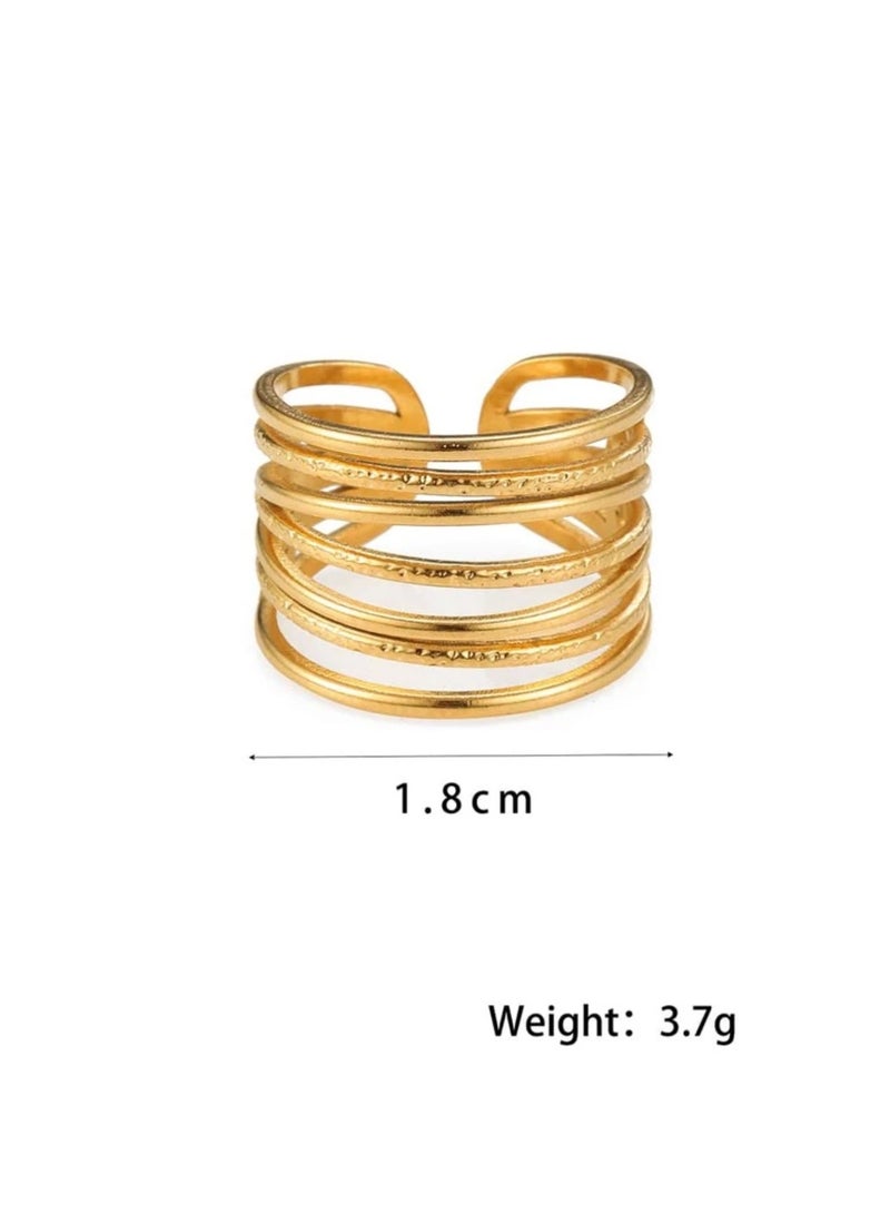 إيكوال خاتم نسائي من الاستانلس ستيل مطلي باللون الذهبي بمقاس موحد - Image 4