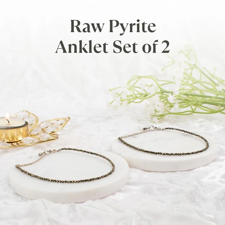 Astrotalk Raw Pyrite Anklet | Stone of Money, Protection & Power | Pyrite Anklet for Women | Best Gift Items | Spiritual Jewellery for Women - Image 2