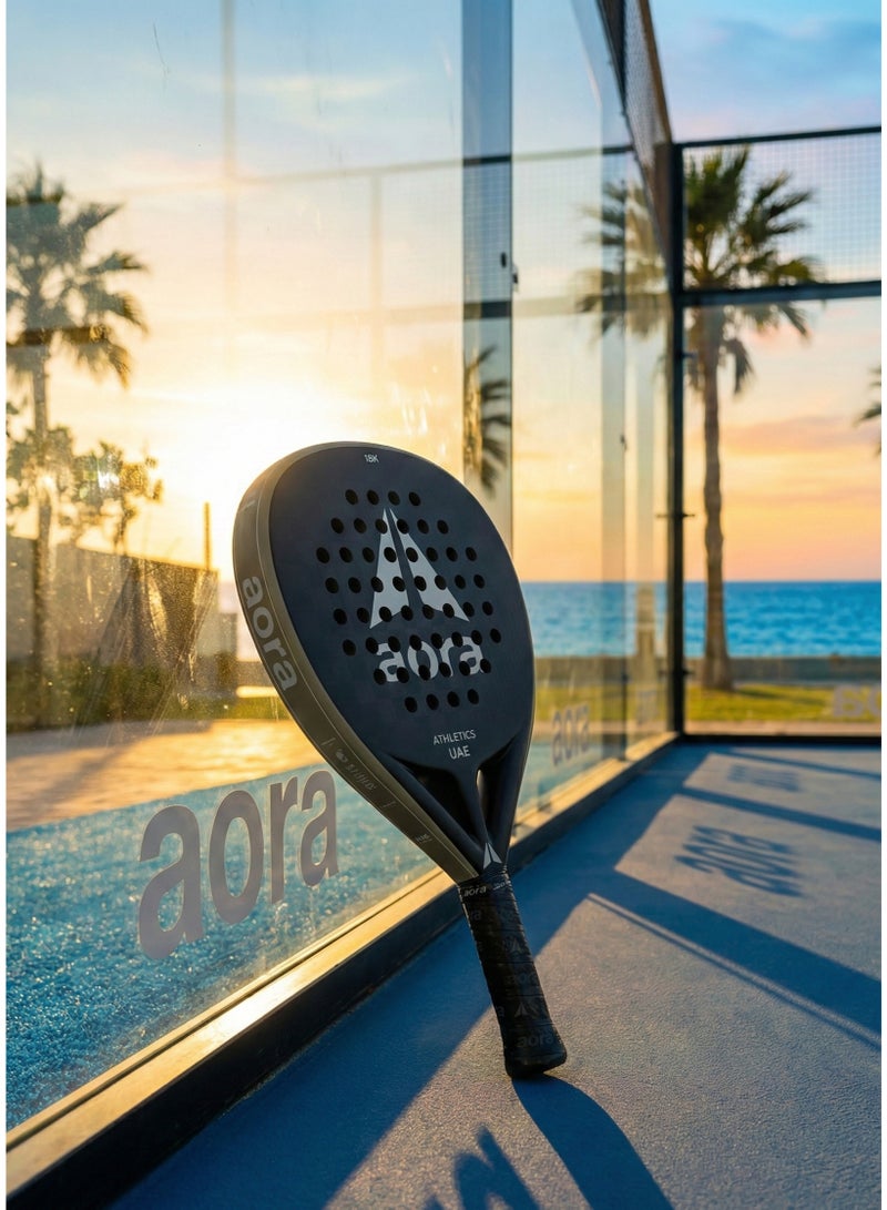 Aora Paddle Tennis Racket 18K Carbon Fiber Sage – Advanced Padel Racket Designed for Maximum Power & Precision, Featuring Aero-Dynamic Frame, Vibration Dampening Core & Premium Soft Grip for Superior Comfort - Image 1