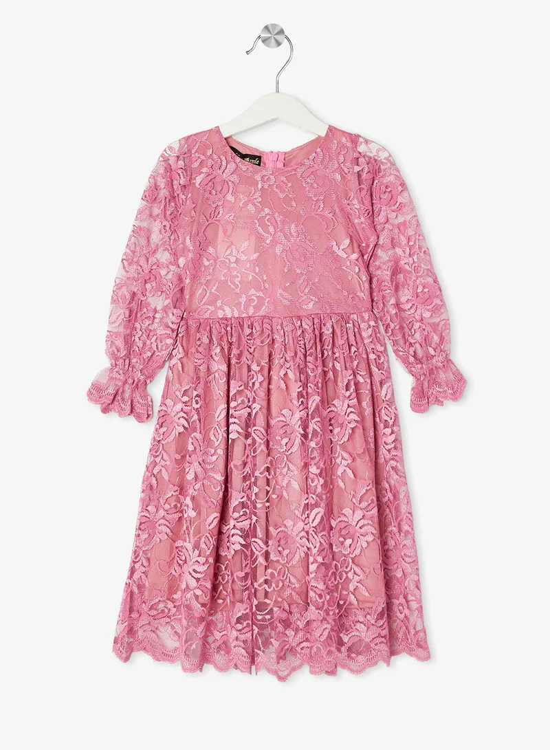 Little Golden Apple Little Lace Long Sleeve Dress
