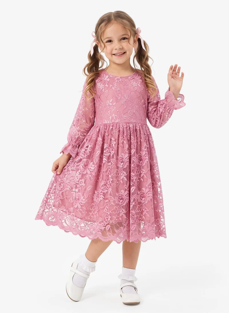 Little Golden Apple Little Lace Long Sleeve Dress
