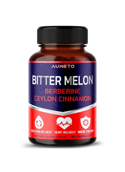 Bitter Melon Capsules - Enhanced with Berberine Ceylon Cinnamon for Circulation Wellness and Immune Function (90 Count (Pack of 1))