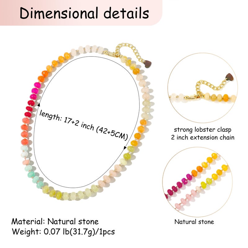 Badu Gemstone Beaded Necklace for Women Colorful Natural Stone Beach Rainbow Necklace Jewelry Gift - Image 2