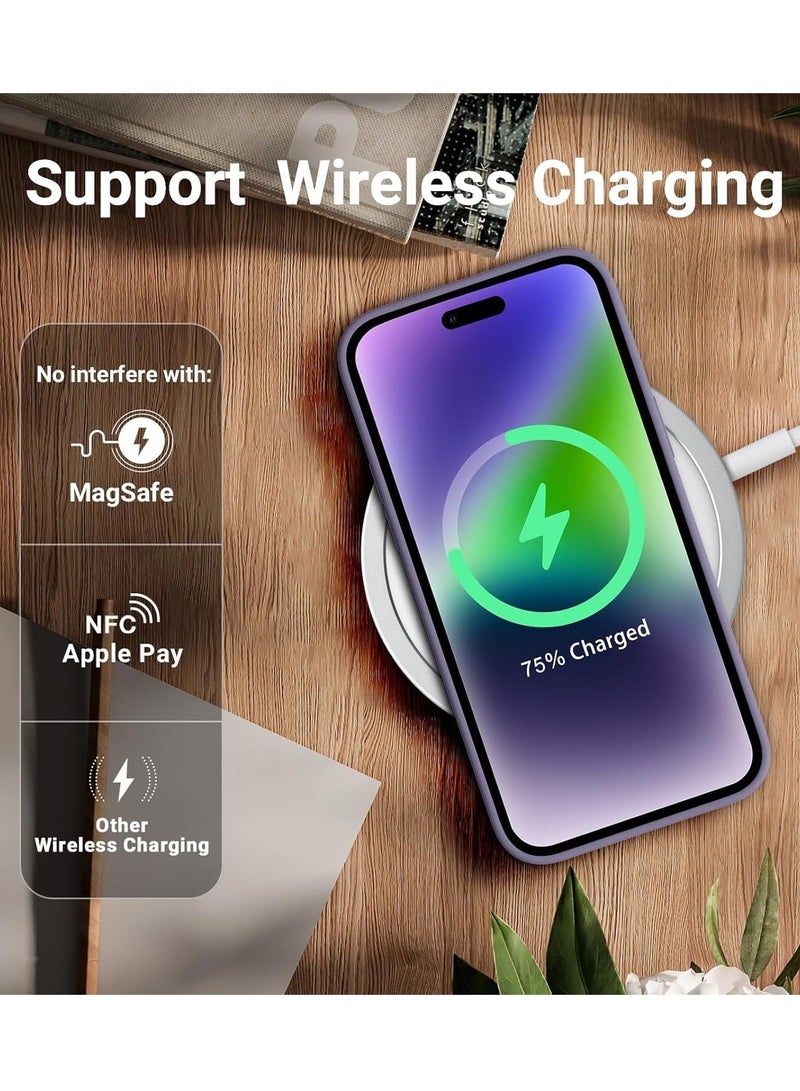 Raxoom [3-in-1] iPhone 15 Pro Max Case Bundle â€“ Light Gray Liquid Silicone Shockproof Cover with 9H Tempered Glass Screen Protector - Image 5