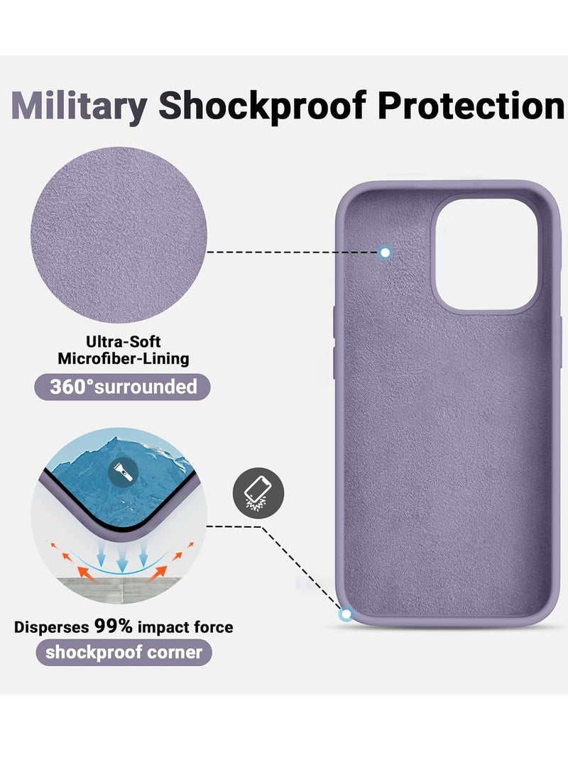 Raxoom [3-in-1] iPhone 15 Pro Max Case Bundle â€“ Light Gray Liquid Silicone Shockproof Cover with 9H Tempered Glass Screen Protector - Image 3