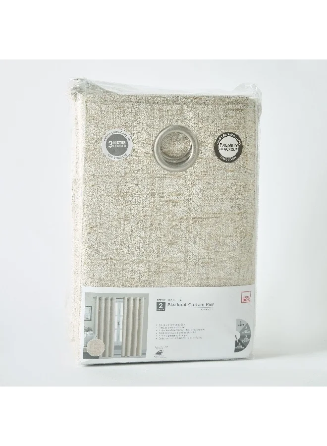 Home Box Martha 2-Piece Jacquard Extra Long Blackout Curtain Set 140 x 300 cm