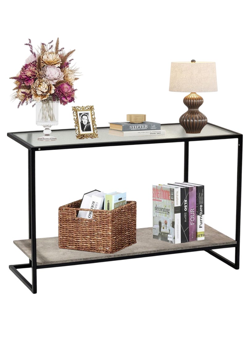 Living 2-Tier Console Table With Glass Top 124*40*81 CM - Image 1