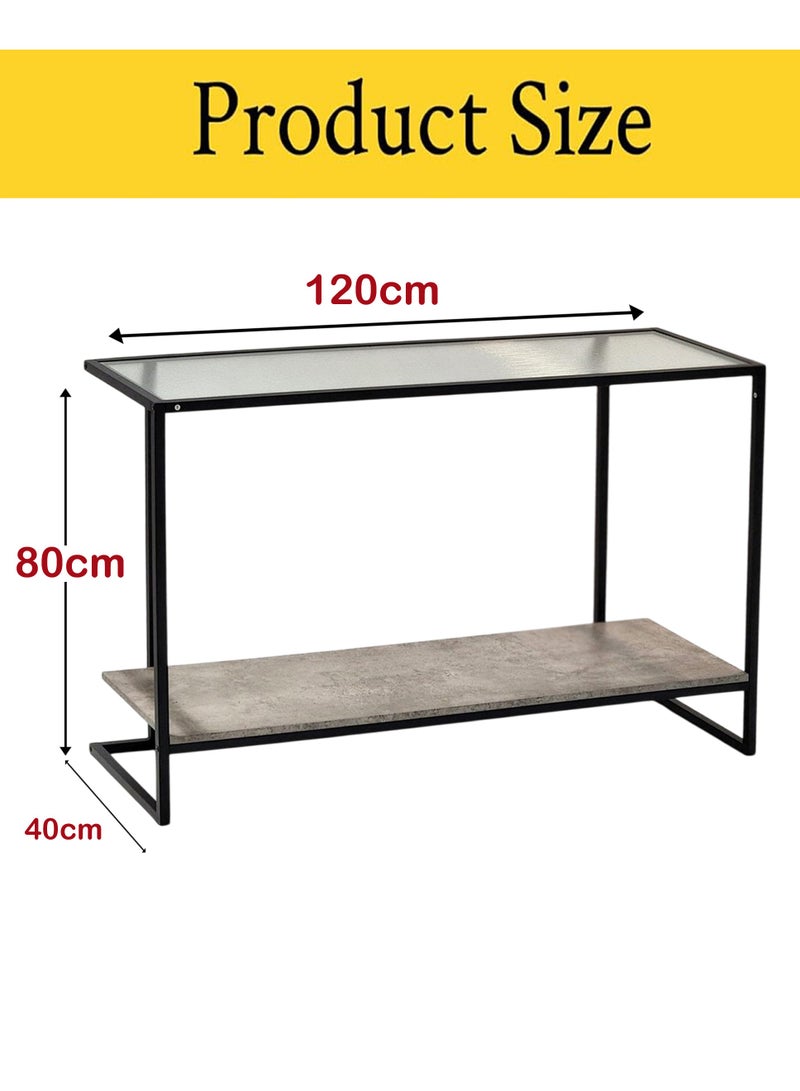 Living 2-Tier Console Table With Glass Top 124*40*81 CM - Image 5