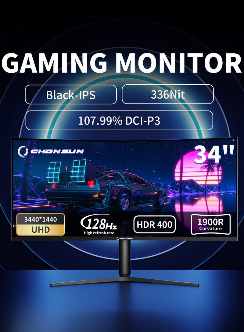 تشونسون الترا لايت 34 بوصة wqhd منحني سطح الشاشة - 1900r ، 128hz معدل التحديث ، hdr400 ، رفع الجدول الدوارة ( cs3555-128 ) . - Image 1
