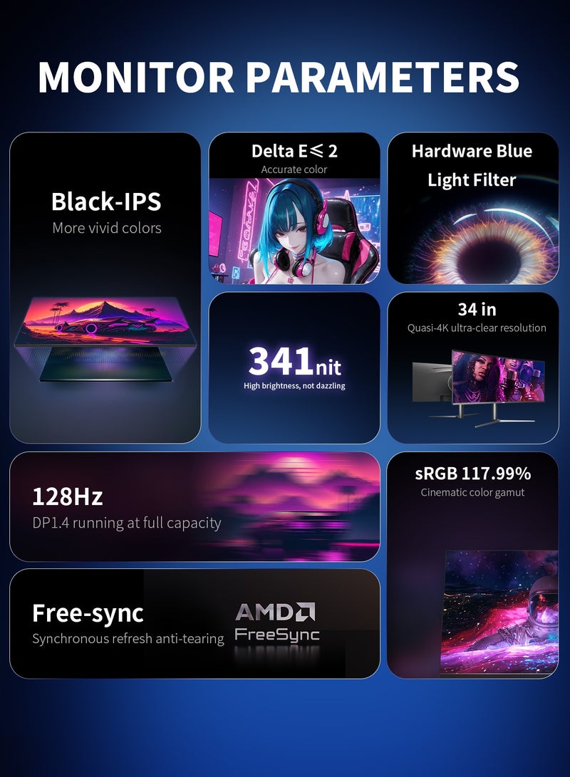 تشونسون الترا لايت 34 بوصة wqhd منحني سطح الشاشة - 1900r ، 128hz معدل التحديث ، hdr400 ، رفع الجدول الدوارة ( cs3555-128 ) . - Image 3